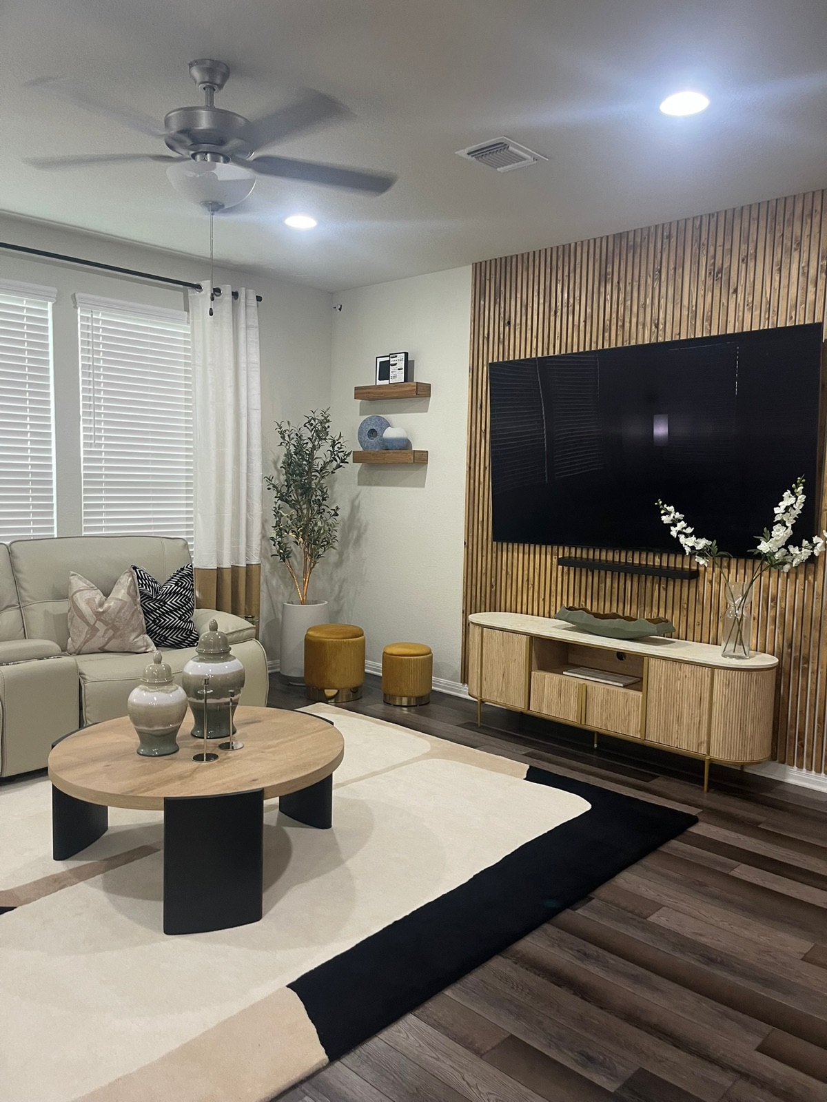 Staged modern living room