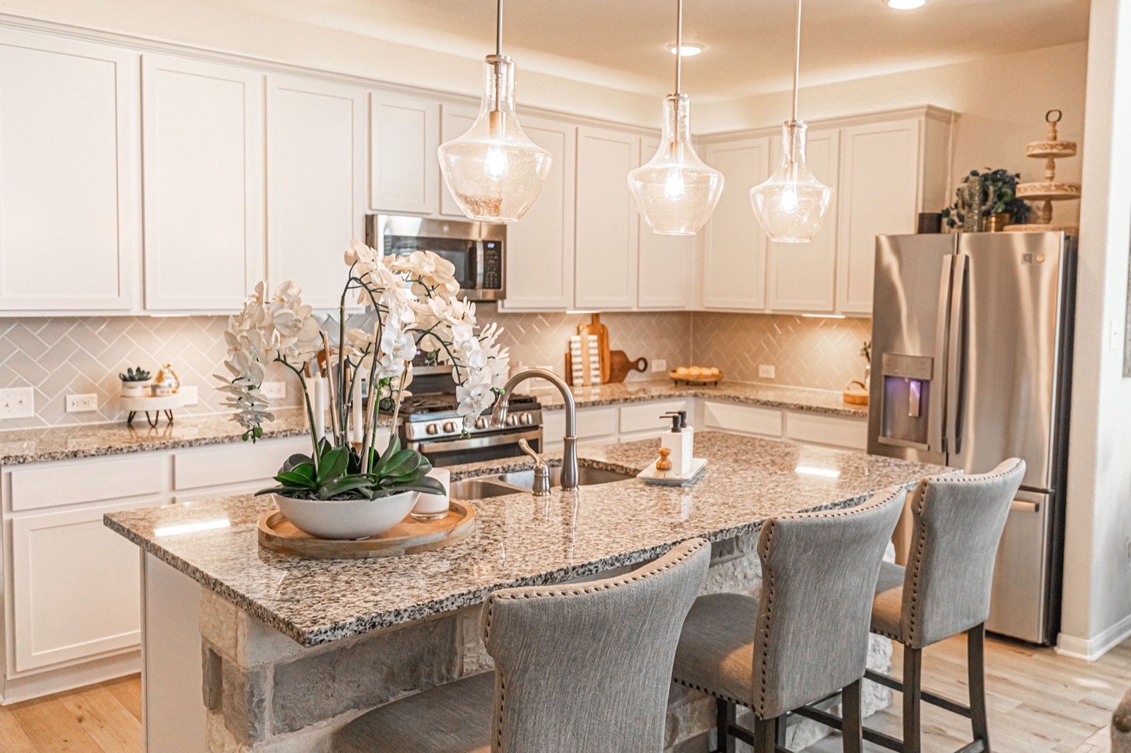 Styled kitchen island vignette